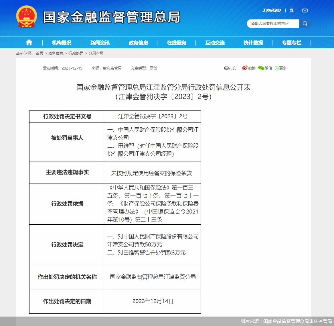 图片来源：国家金融监督管理总局重庆监管局