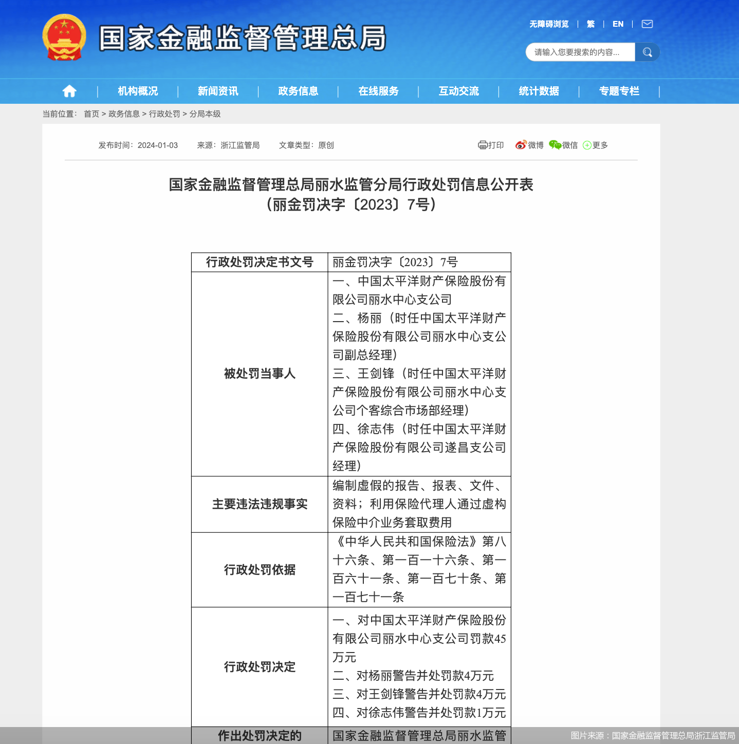 图片来源：国家金融监督管理总局浙江监管局